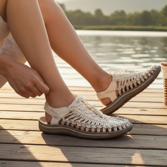 Keen Uneek Whitecap Cornstalk Braided Bungee Cord Perfect Fit Construction SZ 6 - Picture 2 of 10